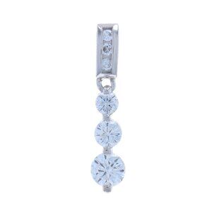 White Gold Diamond Graduated Three-Stone Journey Pendant 14k Round .57ctw Love
